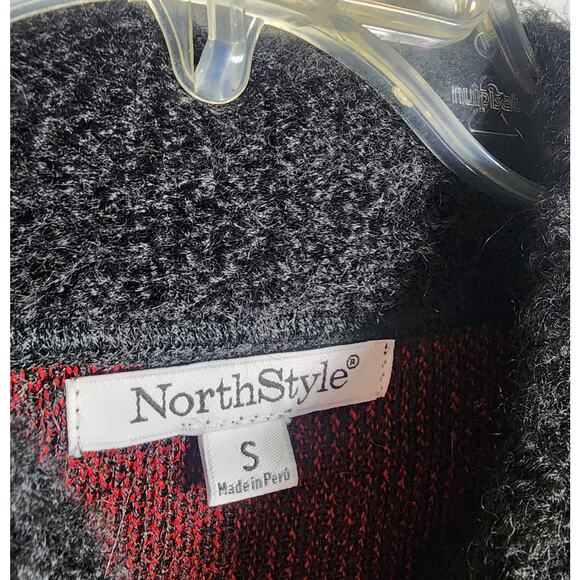 North Style S Black Embroidered Cardigan Sweater Jacket Alpaca Wool Peruvian - Picture 7 of 9